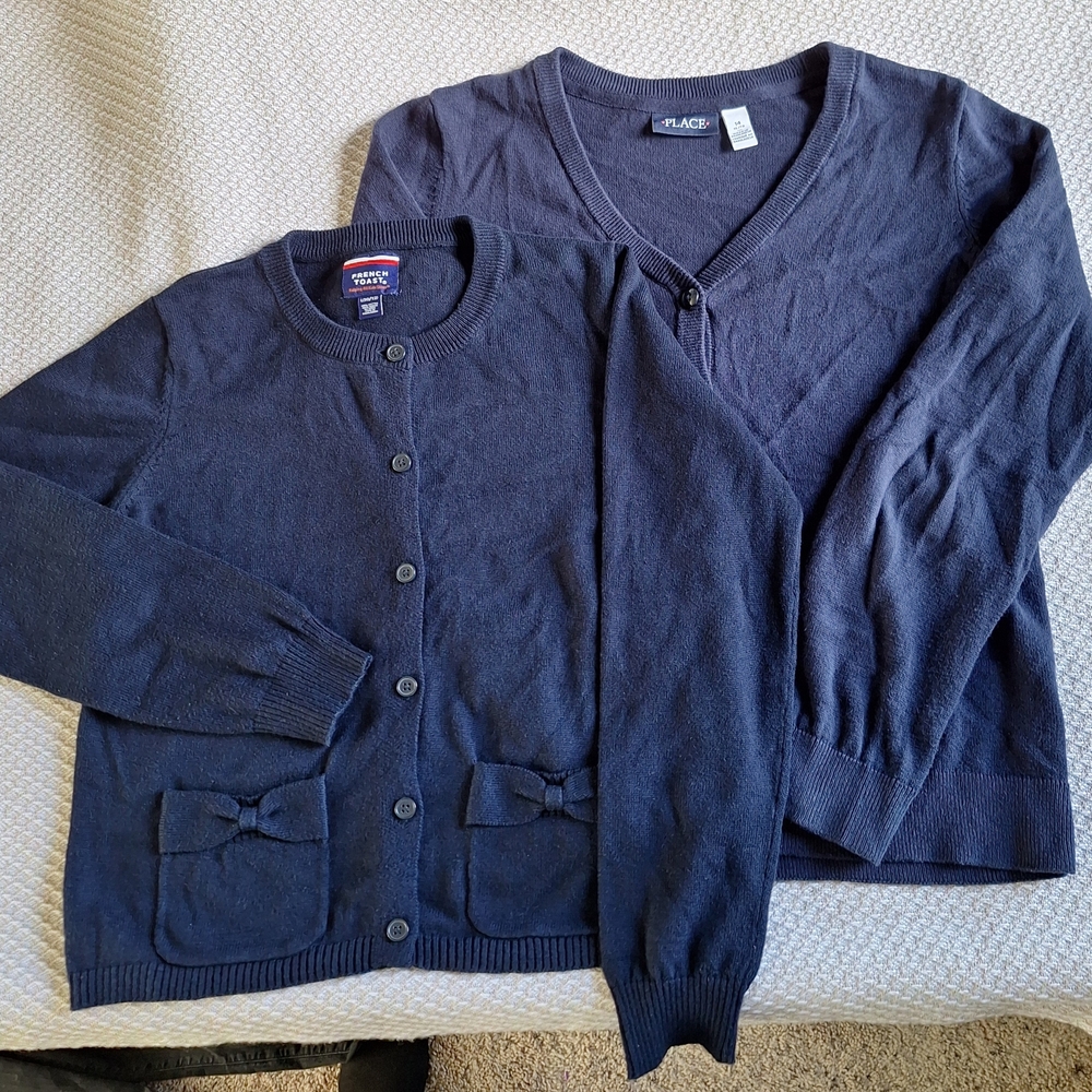 French Toast Navy Blue Kids Cardigan Set